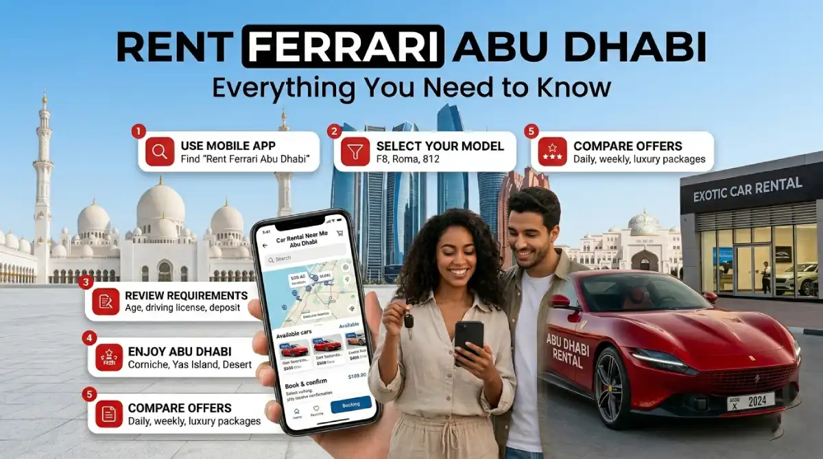 Luxury SUV driving through Dubai skyline