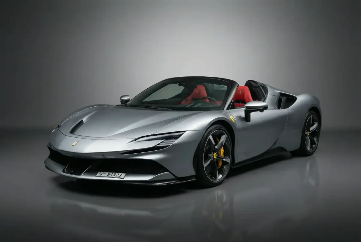 Rent Ferrari SF90 in Dubai - Grey color, 2025 model - 986HP Hybrid Hypercar
