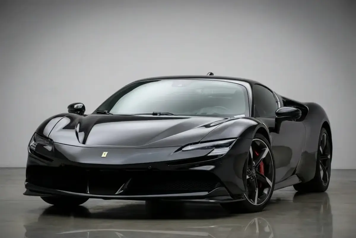 Rent Ferrari SF90 in Dubai - Black color, 2023 model - 986HP Hybrid Hypercar